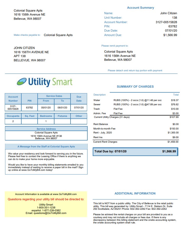  Minol USA business utility bill 